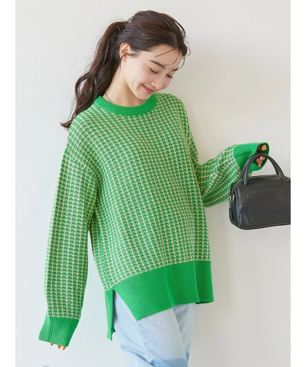 AMERICAN HOLIC 柄編ニットプルオーバー Green