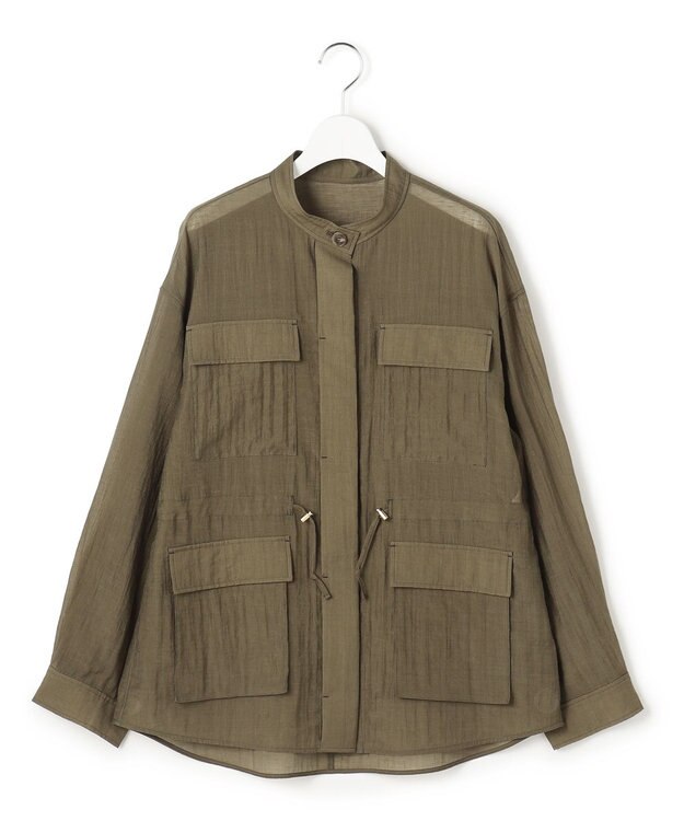 23区 【先行予約】リネンミックスシアースラブ ミリタリージャケット カーキ系