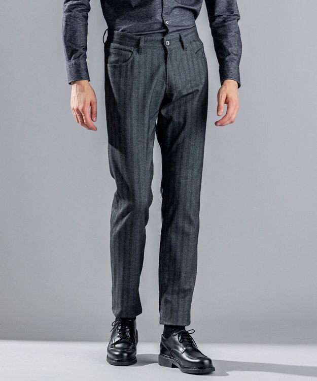 JOSEPH HOMME ソフトヘリンボンストレッチ / CIGAR 5P グレー系