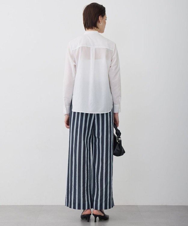 ICB L サッカードビーストライプ ワイドパンツ ネイビー×サックスストライプ