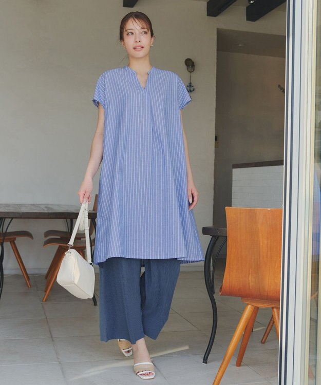 Tiaclasse 【2点セット・新色追加・洗える】クリスタルプリーツセットアップ ブルー