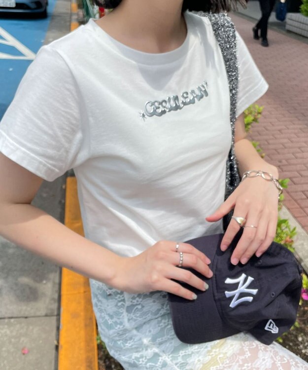 WEGO シルバー3DプリントT ホワイト