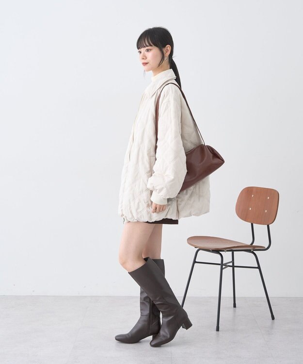 earth music&ecology 【WEB限定】ダブルステッチキルティングコート Ivory
