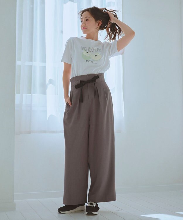 Feroux 【2WAY】サス付きリボン パンツ グレー系