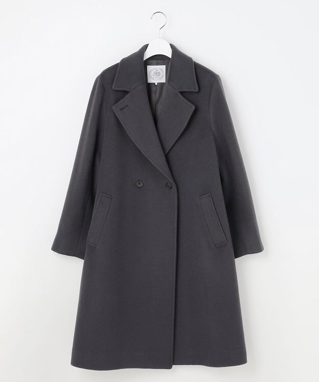 J.PRESS LADIES Pureラムウール ダブル ロングコート スレート系