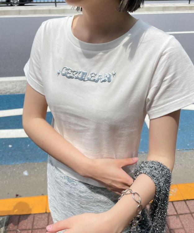 WEGO シルバー3DプリントT ホワイト