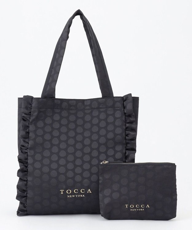 TOCCA 【ヨンア×大人百花×TOCCAコラボカラー有り】PRECIOUS WAVES BAG WITH POUCH ポーチ付きトートバッグ ブラックドット