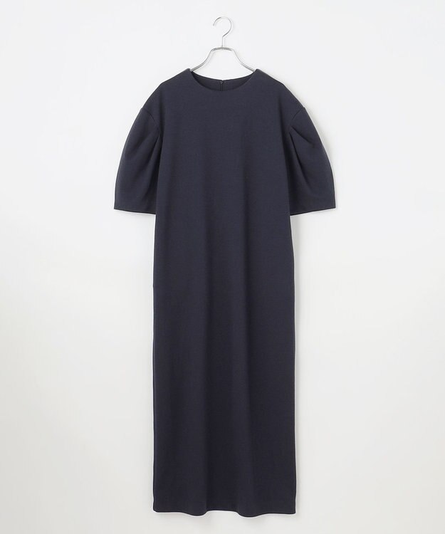 #Newans 【セレモニーにも/洗濯機可】パフスリーブロングワンピース​ ネイビー