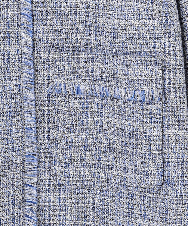 自由区 【セットアップ対応・洗える】ライトミックスツイード ジャケット ライトブルー