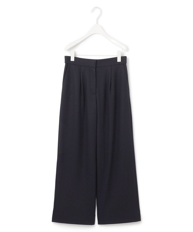 ICB 【洗える】 ウォッシャブルウールジャージー ワイドパンツ ネイビー系