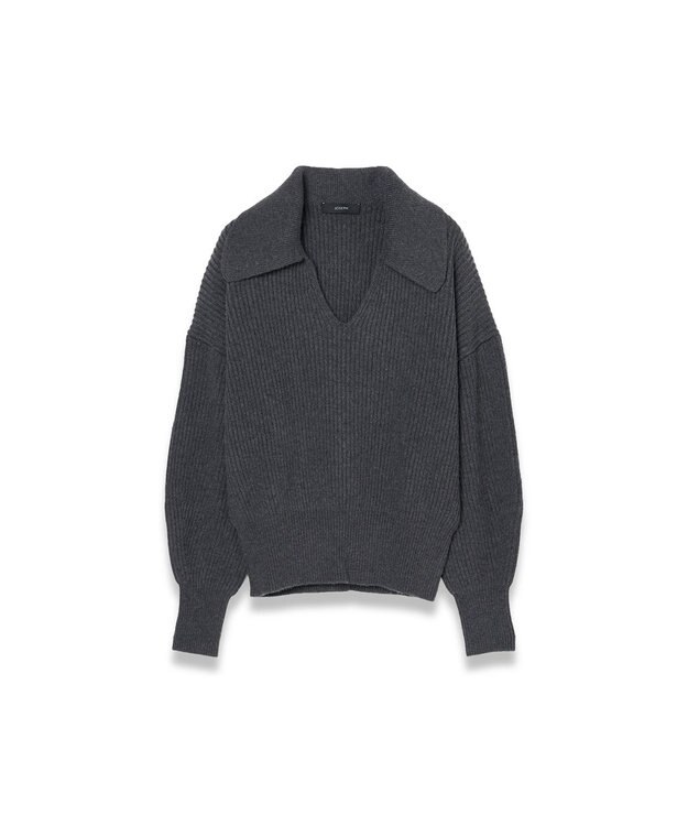 JOSEPH 【洗える】ニューカーディガンステッチオープンネックニット Smoke