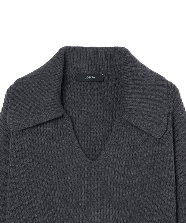 JOSEPH 【洗える】ニューカーディガンステッチオープンネックニット Smoke
