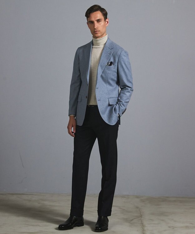 GOTAIRIKU 新色追加【洗える/チクチクしにくい/ピリングしにくい】イタリア糸 ハイゲージ タートルネックニット_WOOL100％ アイボリー系