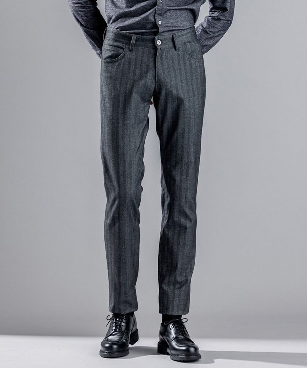 JOSEPH HOMME ソフトヘリンボンストレッチ / CIGAR 5P グレー系