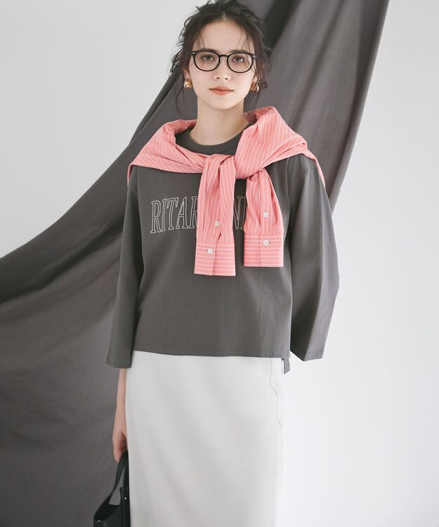 23区 【吸水速乾/防シワ】ジョーゼットサテン ナロー スカート ベージュ系