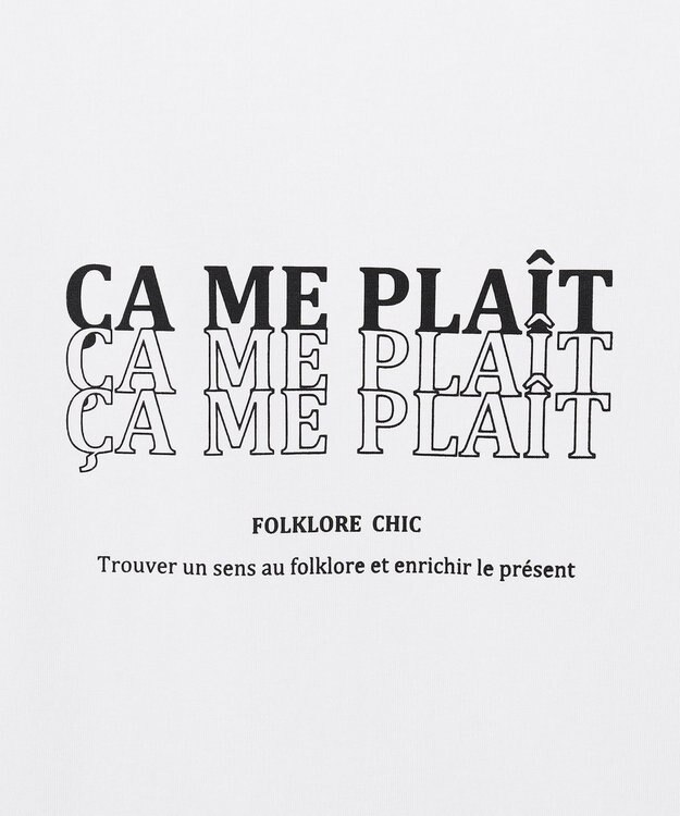 23区 L 【UVカット/洗える】CA ME PLAIT ロゴTシャツ オフ×ブラック