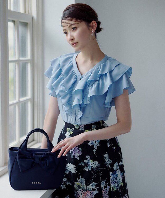 TOCCA RIBBON CUBE NYLON MINI TOTE ミニトートバッグ【星風まどかさん着用】 ネイビー系