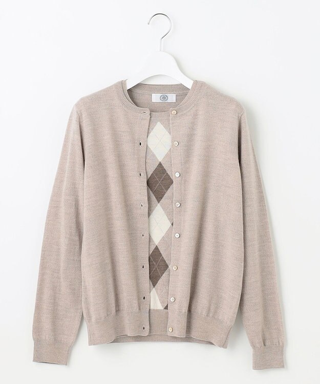 J.PRESS LADIES 【洗える】アーガイルツイン ニット ベージュ系