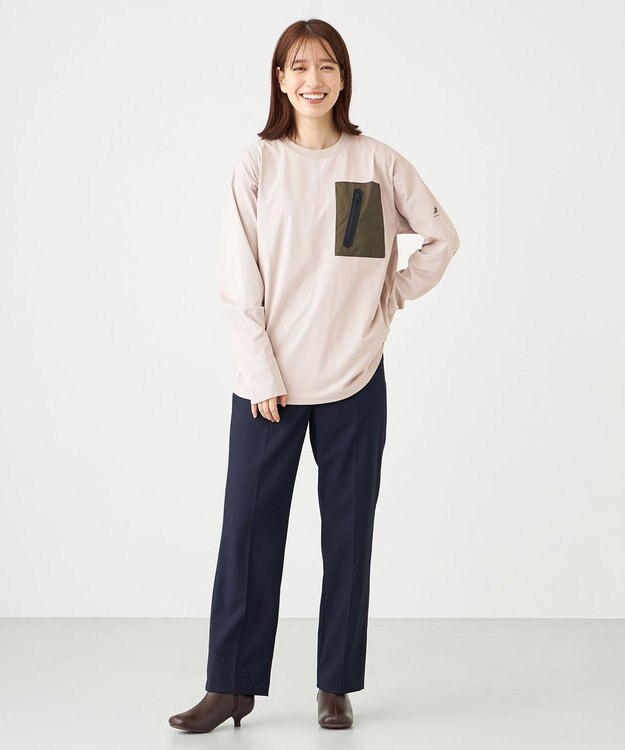 SHARE PARK LADIES 【UVカット・吸水速乾・ストレッチ・軽量 】ＺＩＰポケットＴシャツ（S・Mサイズ） ベージュ系