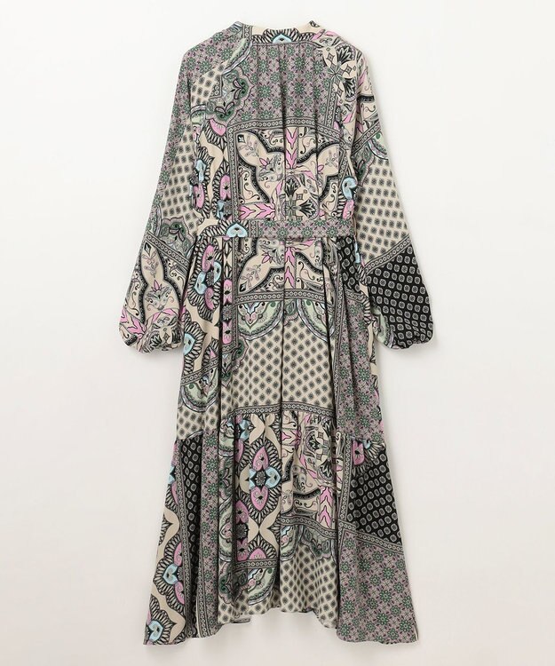 GRACE CONTINENTAL カフタンプリントロングワンピース ベージュ