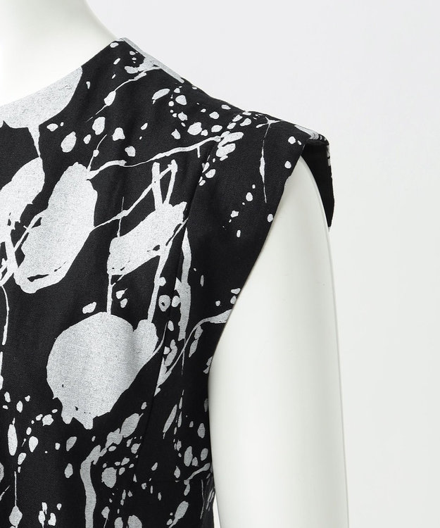 23区 【エステータ】ピグメントプリント ワンピース ブラックxホワイト