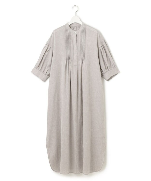 23区 S 【SLOW/洗える】リネンコットン シャツワンピース ライトグレー系