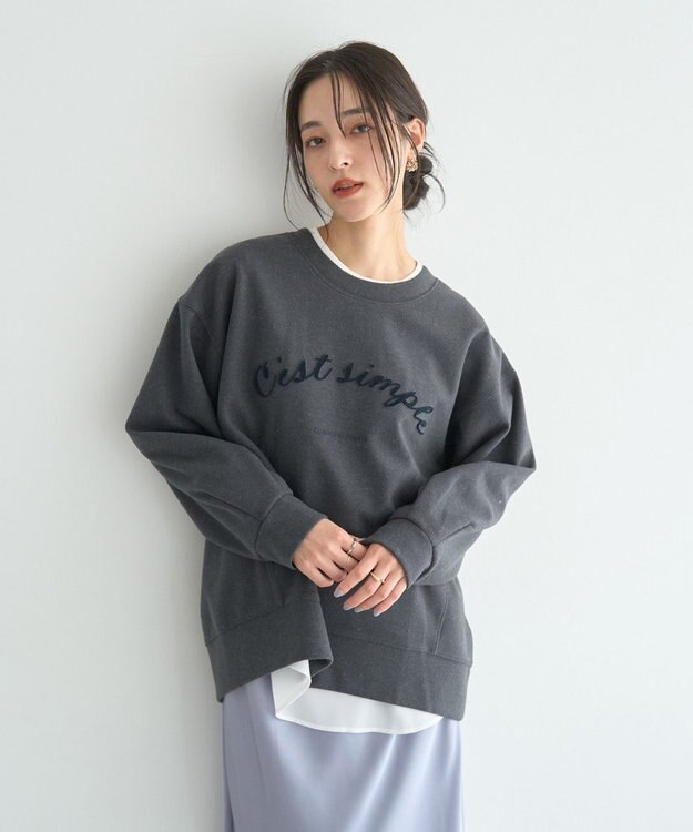 YECCA VECCA 起毛ロゴプルオーバー Charcoal Gray