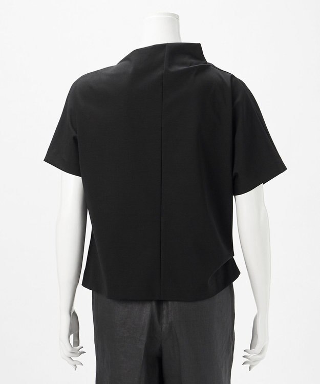 23区 L 【エステータ】トリアセファインジャージー アシンメトリーハイネック カットソー ブラック系