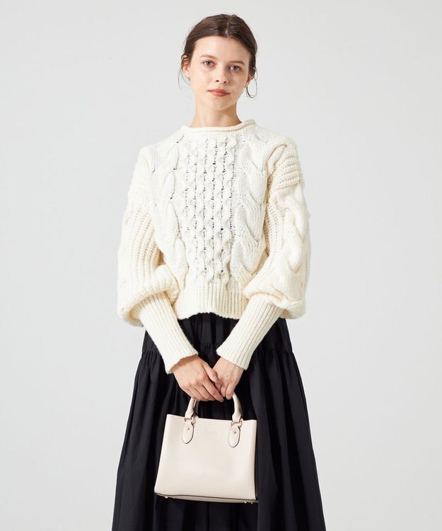 LA BAGAGERIE 【MONICA】スクエア2WAYハンドバッグ アイボリー