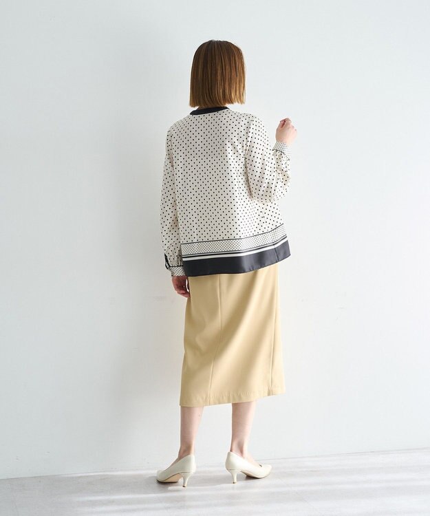 YECCA VECCA ドットパネル柄リボンブラウス Ivory