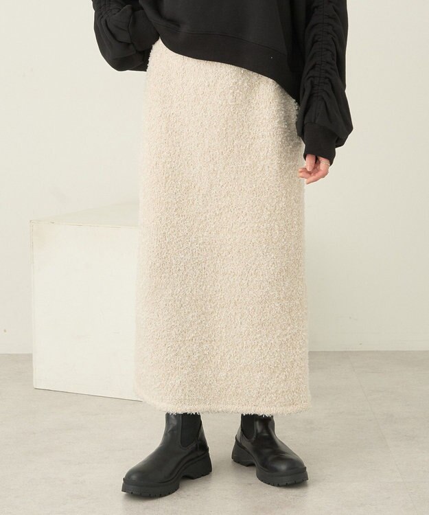 earth music&ecology ラメニットナロースカート Ivory