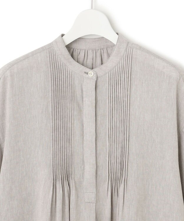 23区 S 【SLOW/洗える】リネンコットン シャツワンピース ライトグレー系