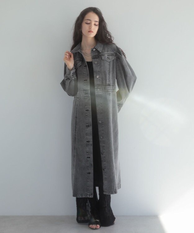 Green Parks ■ＥＳＣＡＲ　ボリュームスリーブデニムワンピース Gray