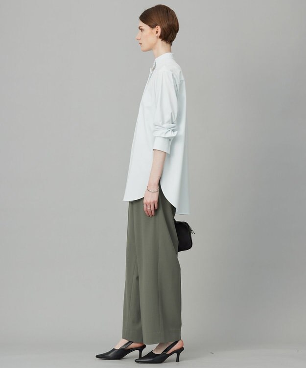 ICB L 【洗える】 ブラウスライクジャージー ロングカットソー クリアサックス系