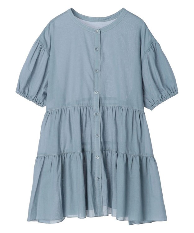 earth music&ecology 綿ローンティアードチュニック Blue