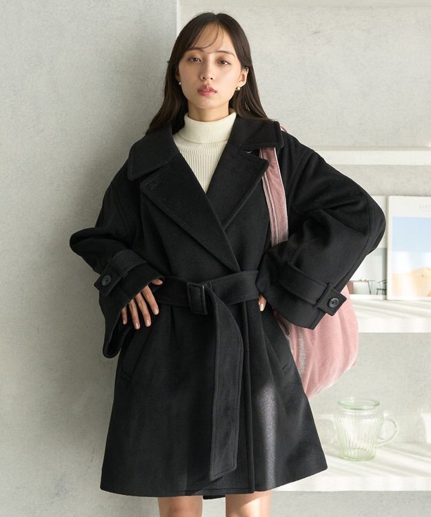 earth music&ecology ミドル丈コート Black