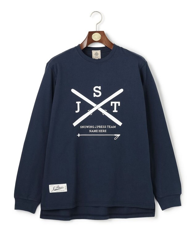 J.PRESS MEN 【NYUZELESS】SKI プリント ロングスリーブ Tシャツ ネイビー系