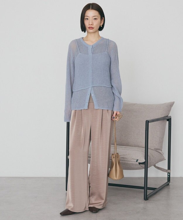 AMERICAN HOLIC 甘編みキャミカーディガンセット Sax