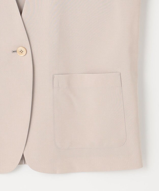 J.PRESS LADIES 【洗える】ストレッチ ノーカラー ジャケット グレージュ系