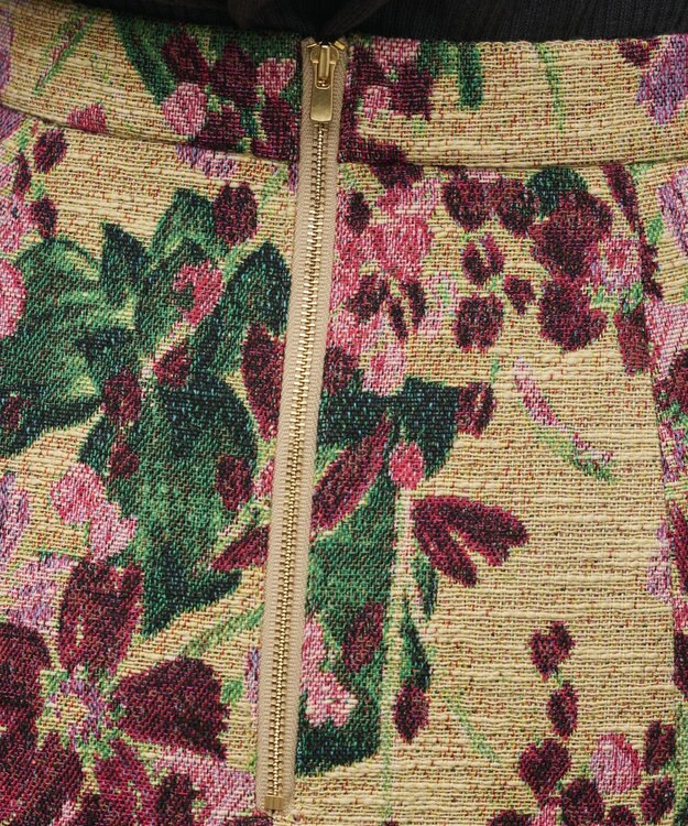 GRACE CONTINENTAL フラワージャガードフレアスカート ベージュ