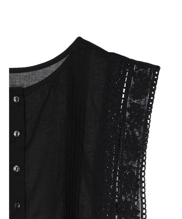 Green Parks インド綿　スクエアレース衿 Black