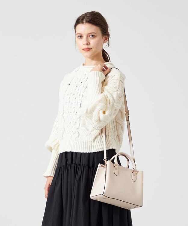 LA BAGAGERIE 【MONICA】スクエア2WAYハンドバッグ アイボリー