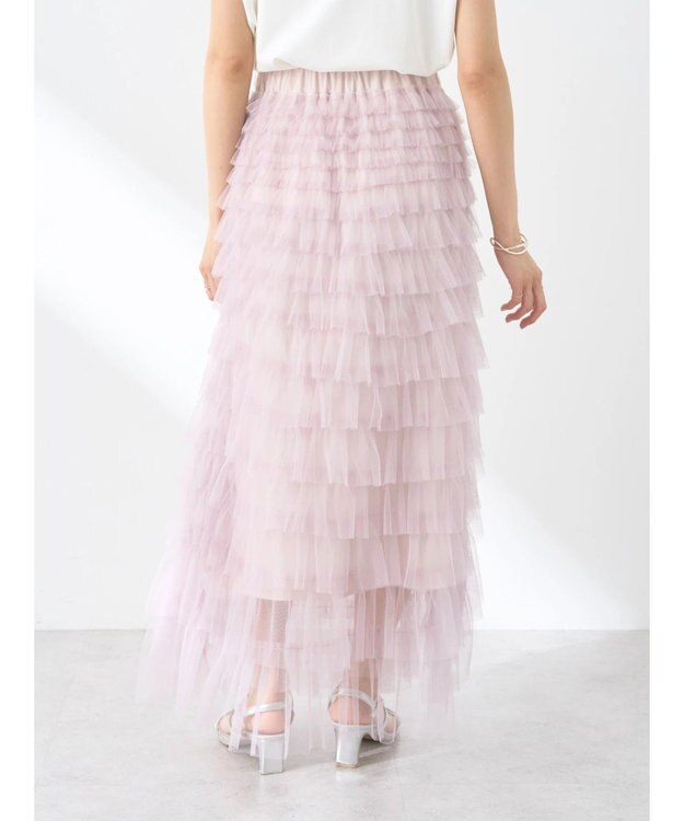earth music&ecology ティアードフリルチュールスカート Shocking Pink