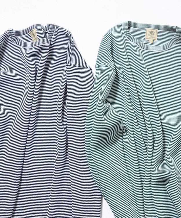 J.PRESS MEN 【Tシャツ感覚で着られる新感覚ニット】ボーダーニット ロングスリーブＴシャツ グリーン系1