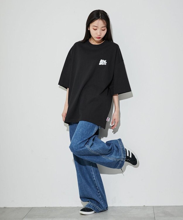 WEGO 【ユニセックス着用ITEM/綿100％/SMLサイズ】別注ベンデイビスプランプロゴT ブラック