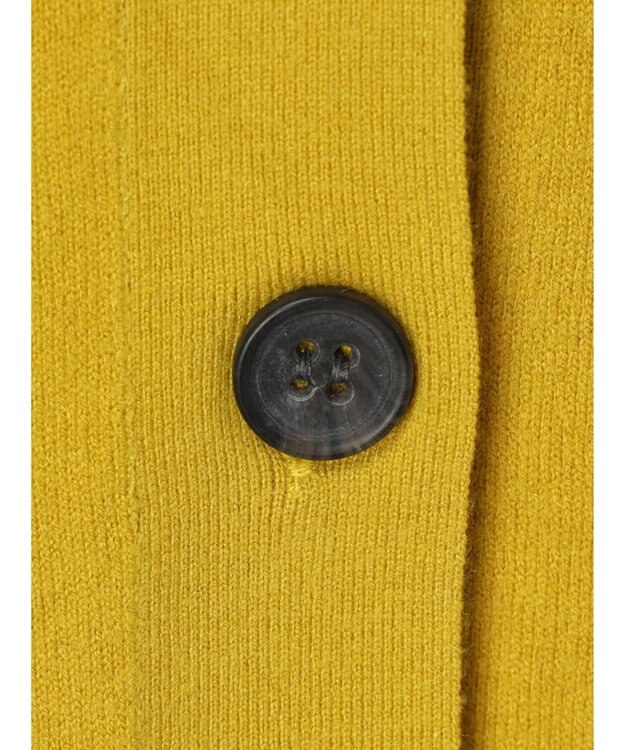 Green Parks もちやわ　Ｖネックミディ丈ニットカーディガン Yellow