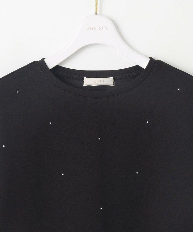 ANY SIS 【洗える】ビジュー付き カットソー ブラック