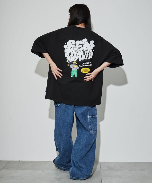 WEGO 【ユニセックス着用ITEM/綿100％/SMLサイズ】別注ベンデイビスプランプロゴT ブラック