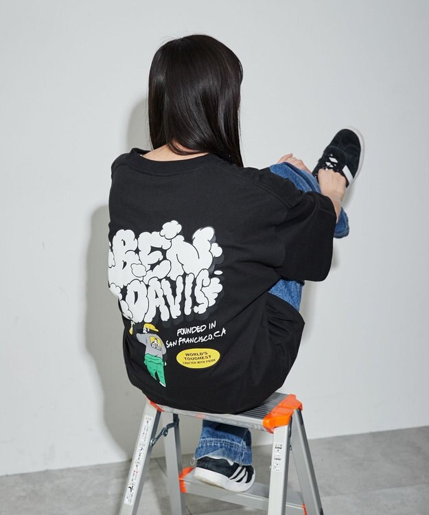 WEGO 【ユニセックス着用ITEM/綿100％/SMLサイズ】別注ベンデイビスプランプロゴT ブラック