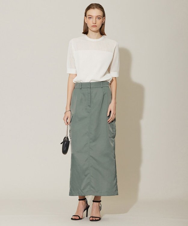 ICB L 【洗える】ヘビーナイロンツイル スカート ティールグレー系